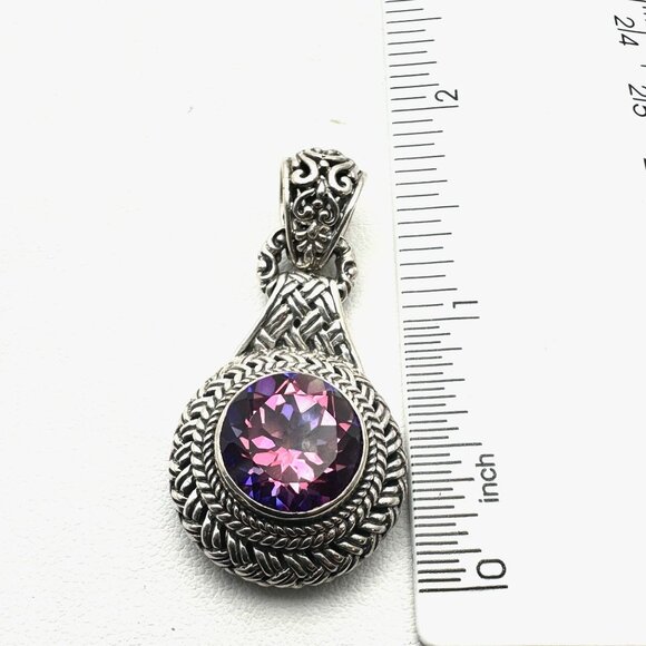 Sarda Bali Designer Sterling Silver Blue Pink Mystic Quartz Pendant 4 Necklace - Picture 5 of 5